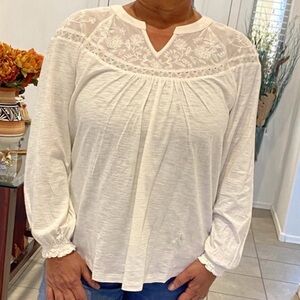 Style & Co. Cream Lace Detail Blouse